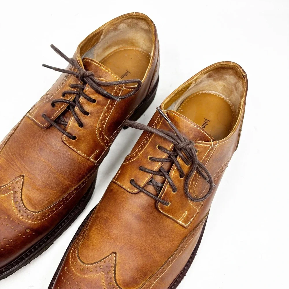 Johnston & Murphy Mens Brown‎ Leather Wingtip Oxford Dress Shoes Size 12M